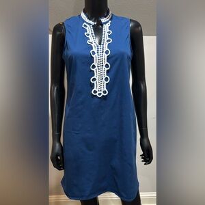 Cute Mud Pie Shift Dress Blue White Size S